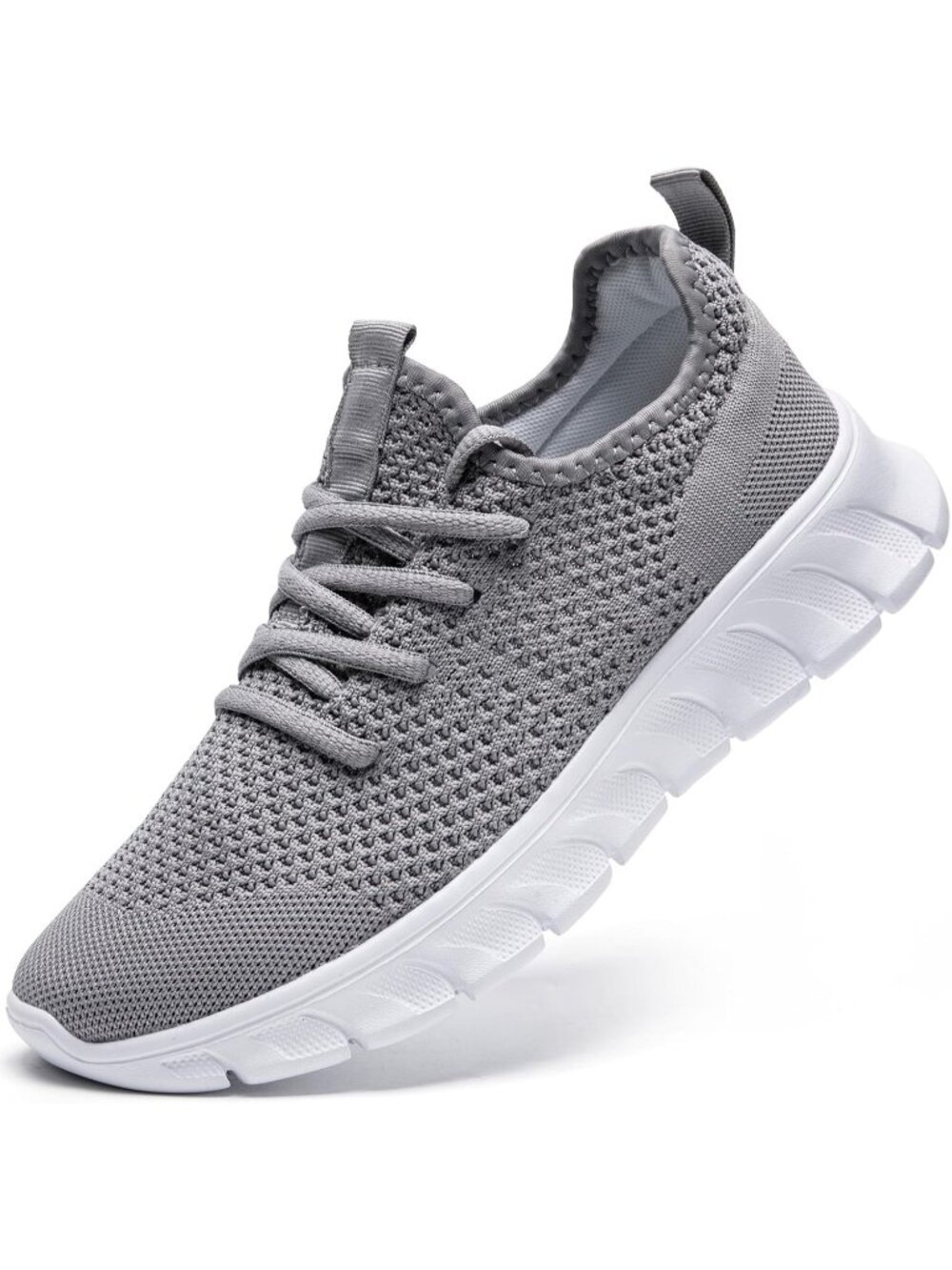 Men's Grey Running Shoes Slip On Tennis Walking Sneakers Workout Sport Shoes